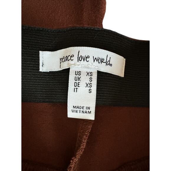 Peace Love World Ponte Split Hem Pants Chocolate Brown XS - Picture 12 of 12